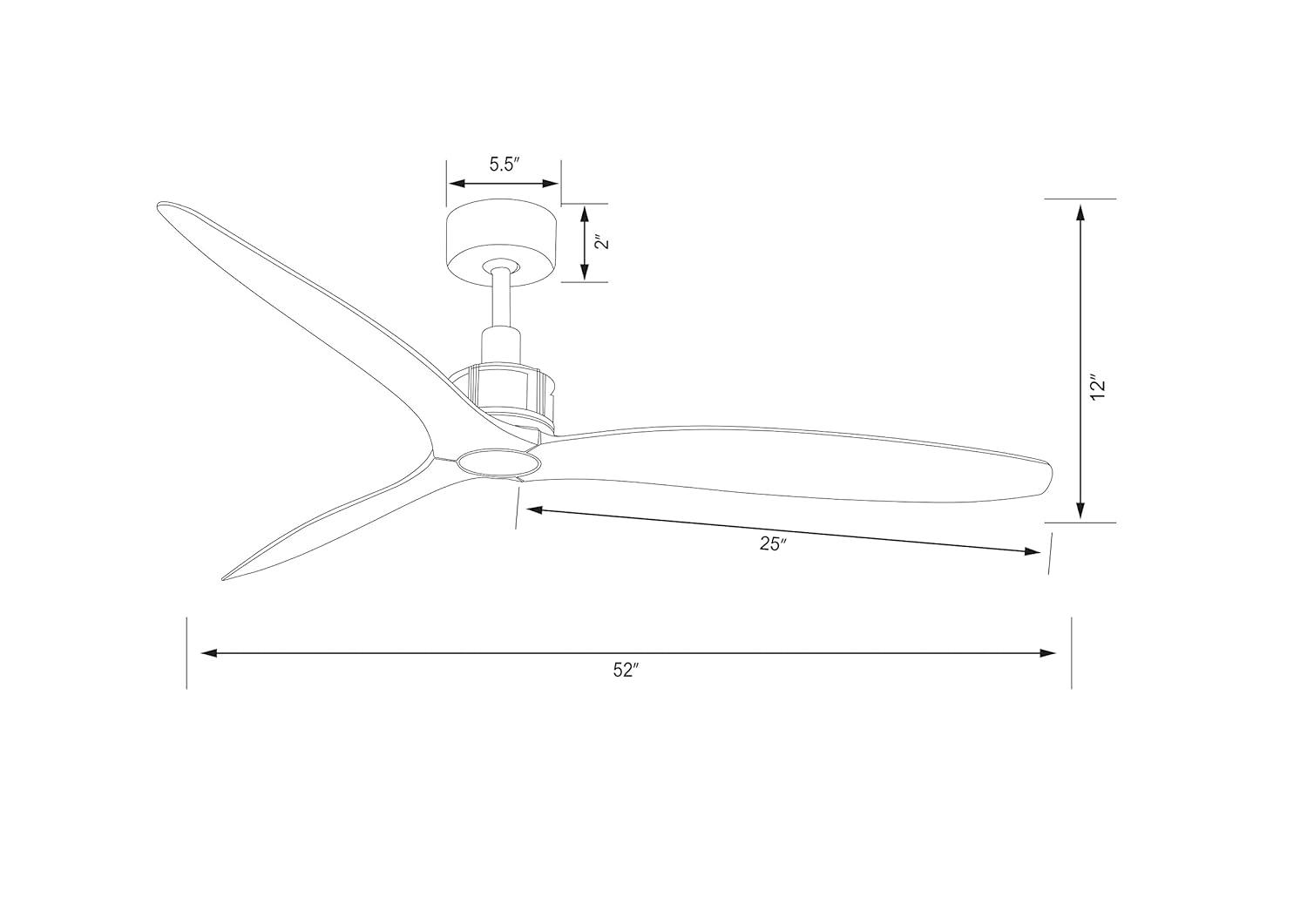 52" Zelda 3 - Blade Standard Ceiling Fan with Remote Control
