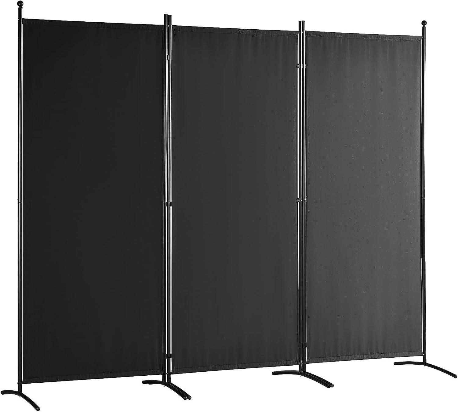 Black 6.1 ft Foldable Fabric 3-Panel Room Divider