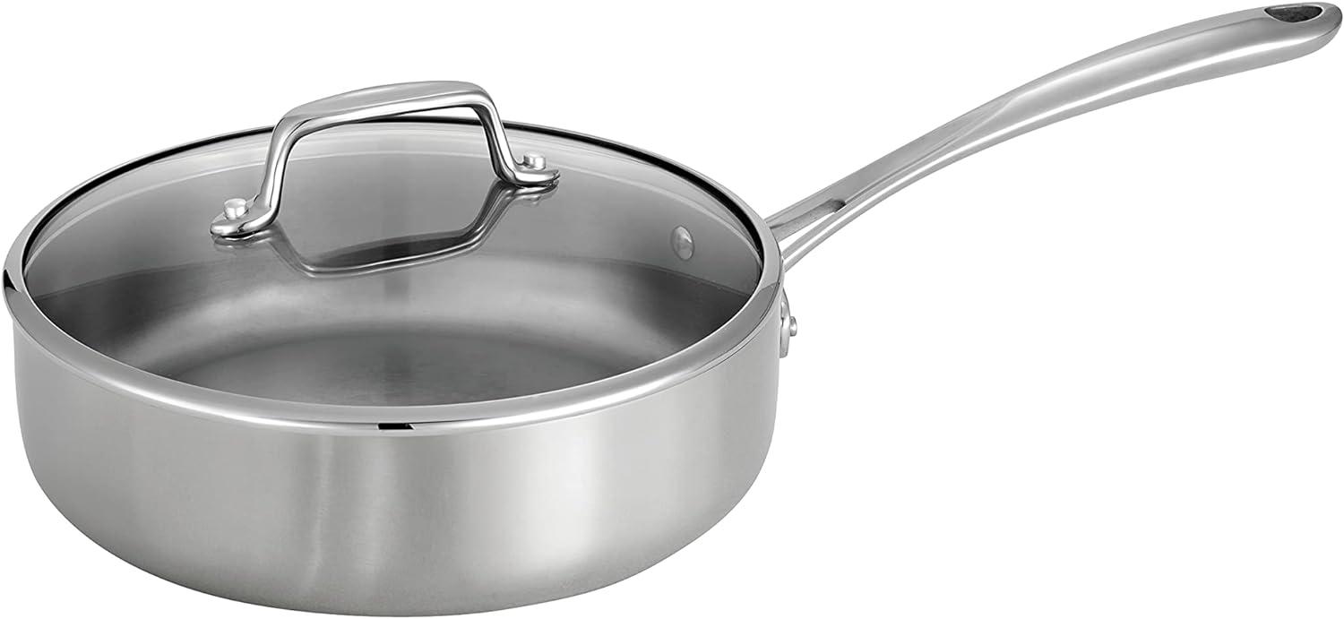 Tri-Ply Stainless Steel 3-Quart Deep Saute Pan with Lid