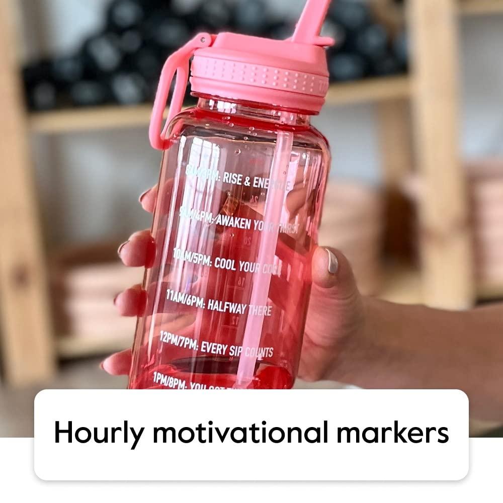Takeya 64oz Tritan Motivational Water Bottle with Straw Lid - Pink