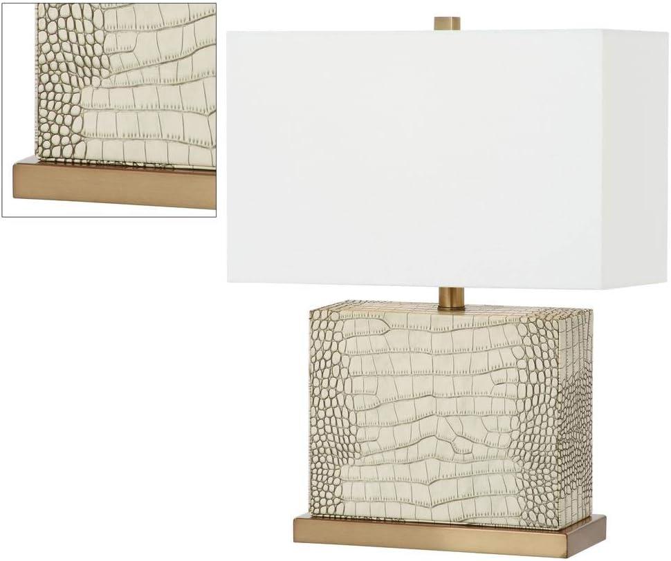 Delia Cream Faux Snakeskin 21-inch Traditional Table Lamp