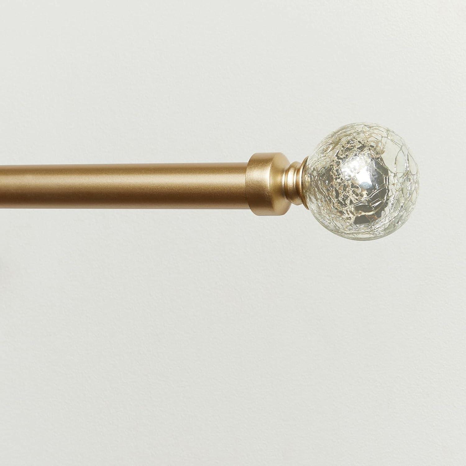 Azilee Exclusive Home Silver Aged Sphere 1" Curtain Rod and Coordinating Finial Set, Adjustable