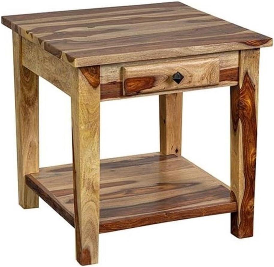 Porter Designs End Table Nightstand Bedside Square in Wood - Brown