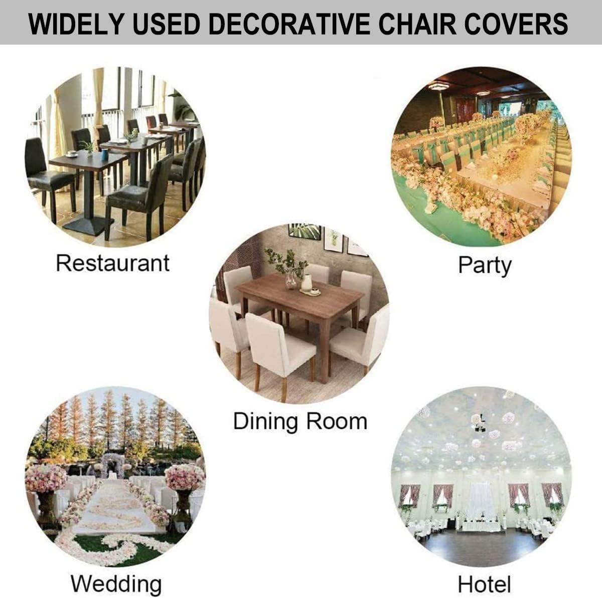 Grey Chair Covers for Dining Room 4 Pack,Stretch Spandex Chair Slipcovesr Set of 4,Washable Anti-dust Chair Seat Cover for Kitchen,Wedding,Party