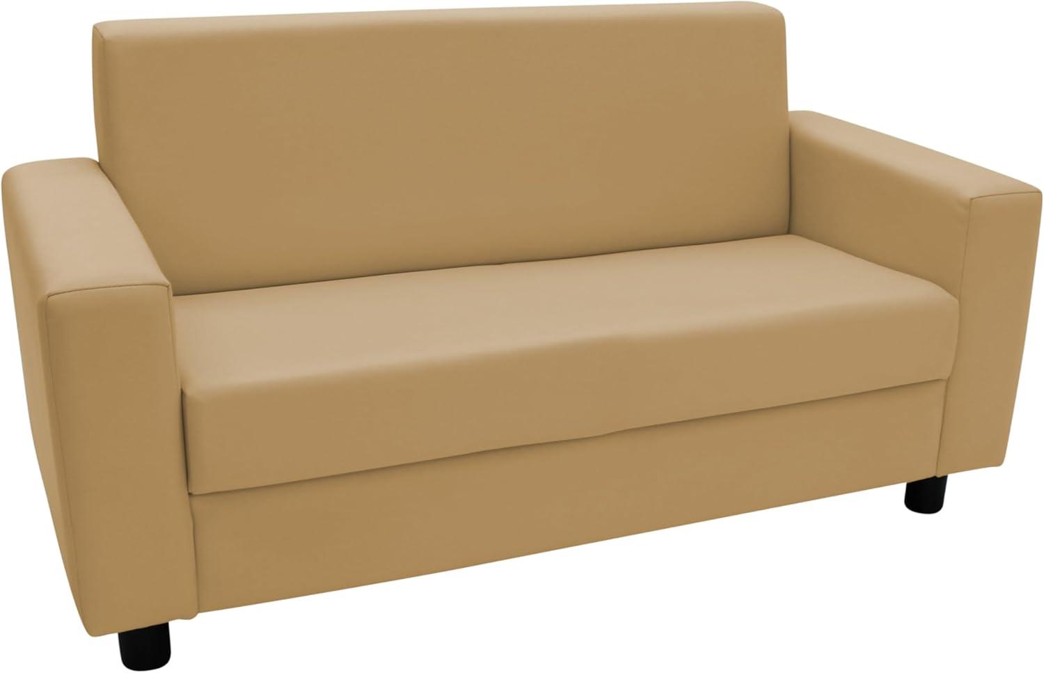 Sand Vegan Leather Kids' Classic Sofa with Wood Frame