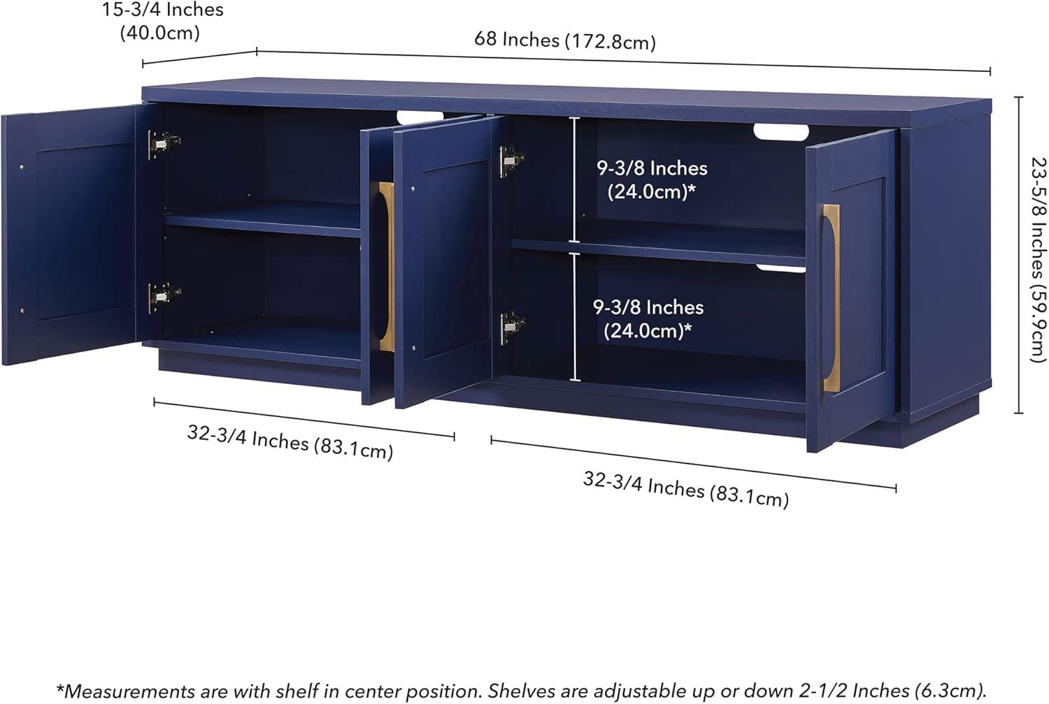 Evelyn&Zoe Tillman Rectangular TV Stand for TV's up to 75", Dark Blue