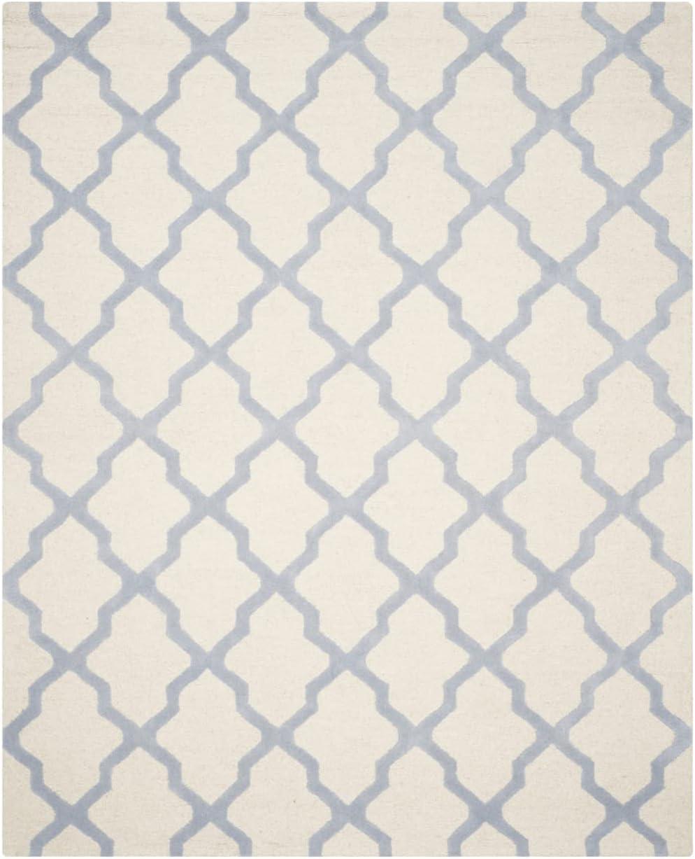 SAFAVIEH Cambridge Liam Geometric Wool Area Rug, Ivory/Light Blue, 9' x 12'