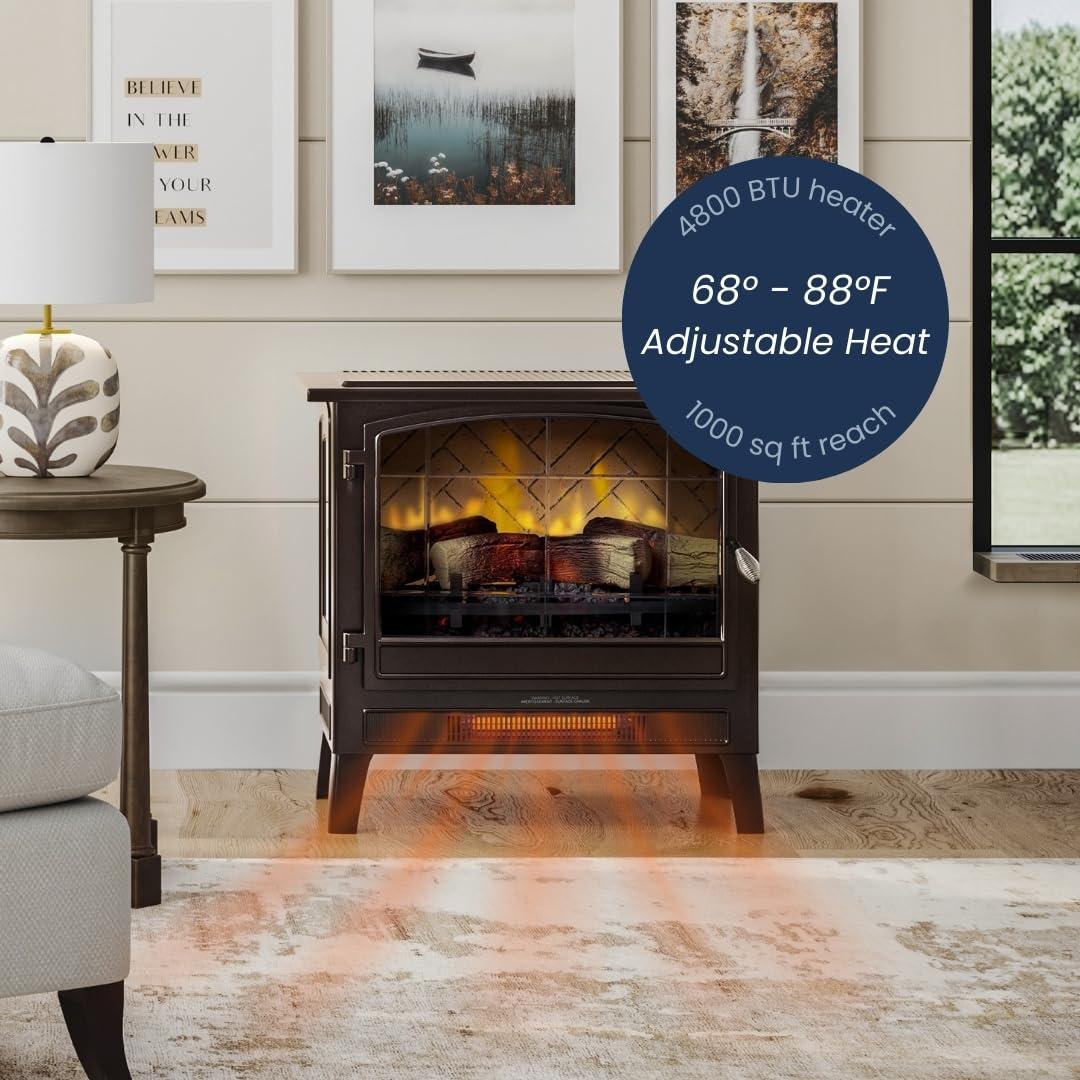 Country Living Smart Infrared Electric Fireplace Stove Heater, Alexa and Google Home Compatible