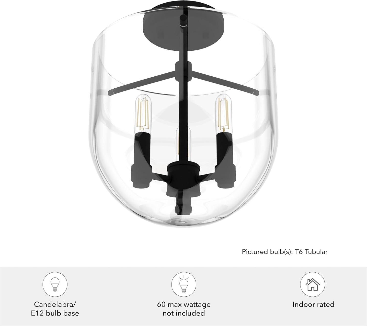 Hunter Sacha Natural Iron 3 Light Flush Mount Ceiling Light Fixture