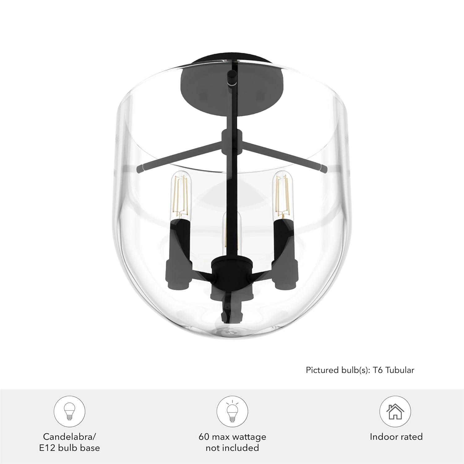 Hunter Sacha Natural Iron 3 Light Flush Mount Ceiling Light Fixture