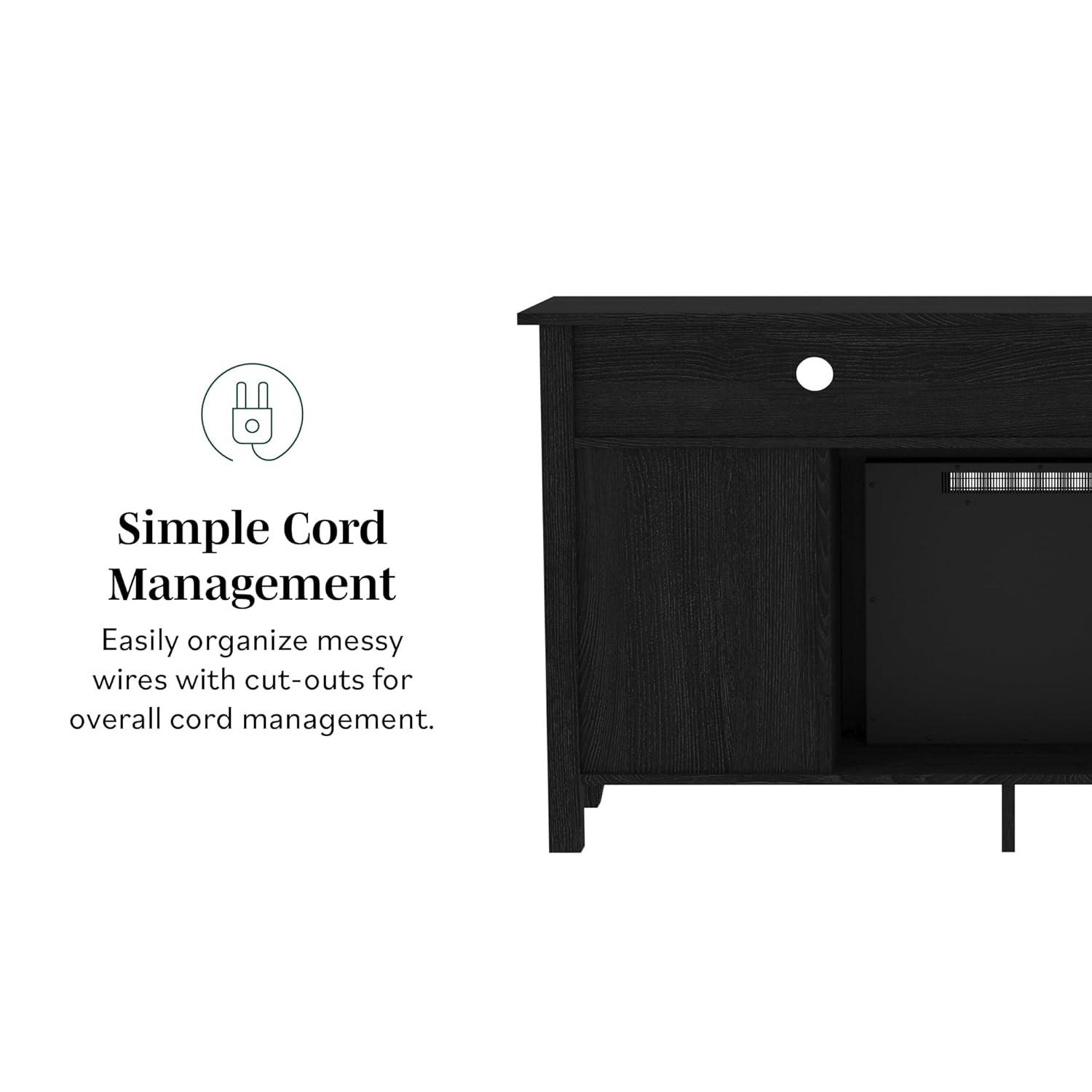 Walker Edison Glenwood Rustic Farmhouse Glass Door Highboy Fireplace TV Stand for TVs up to 65 Inches, 58 Inch, Brown