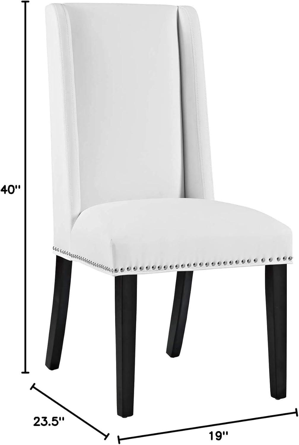 Modway Baron 20.5" Solid Rubberwood and Vinyl Dining Chair in White (Set of 4)