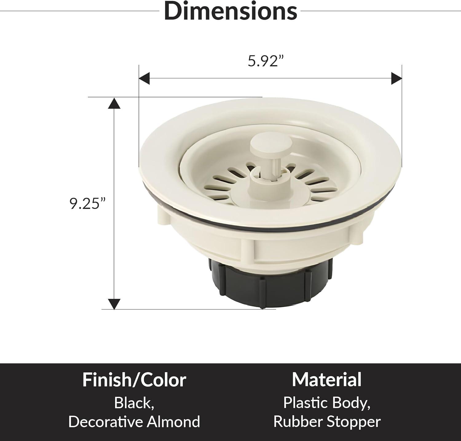 Almond 3.5" Polished Plastic Basket Sink Strainer