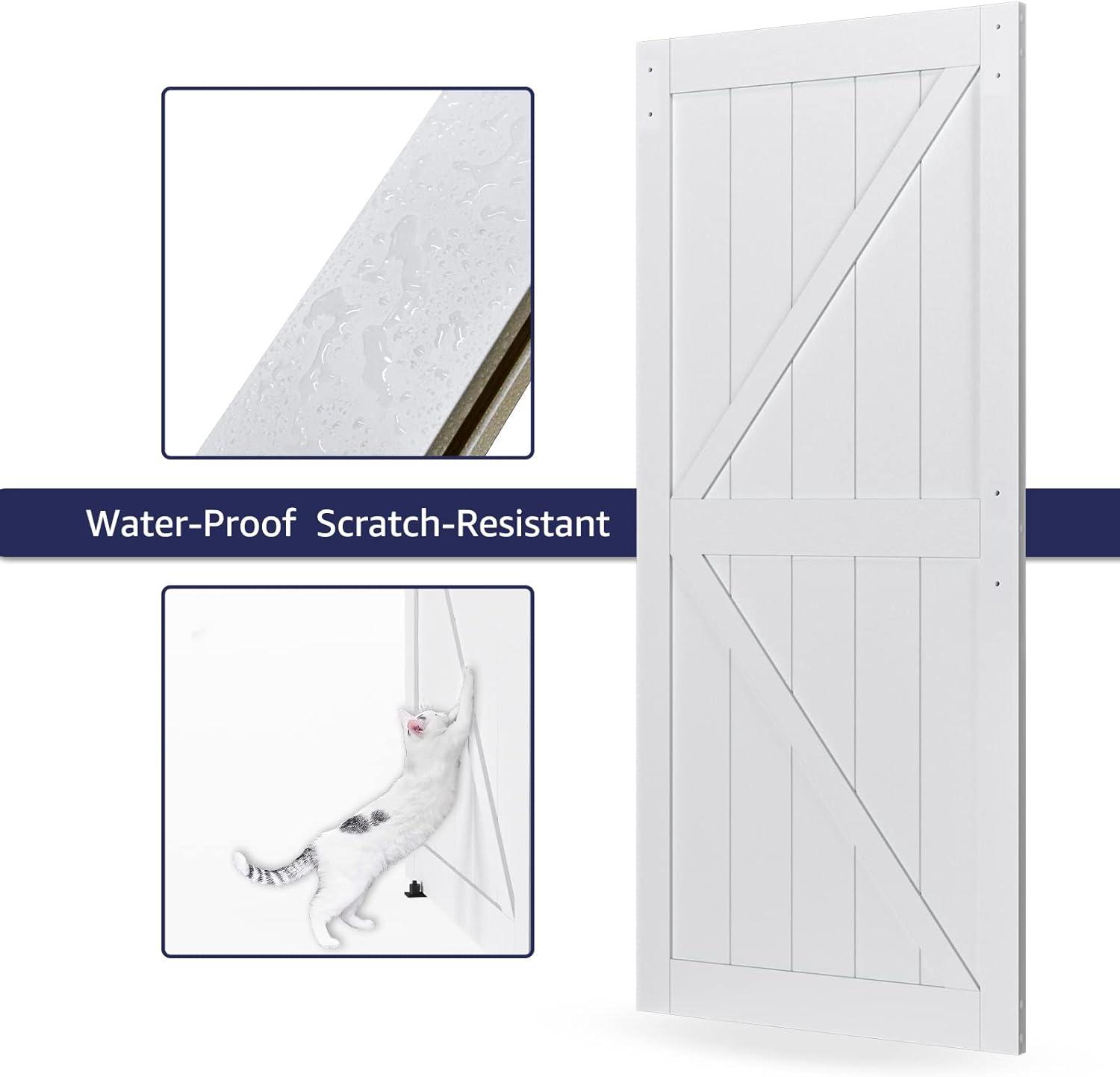 LDB_BUILDING Manufactured Paneled Wood Prefinished Barn Door with Installation Hardware Kit