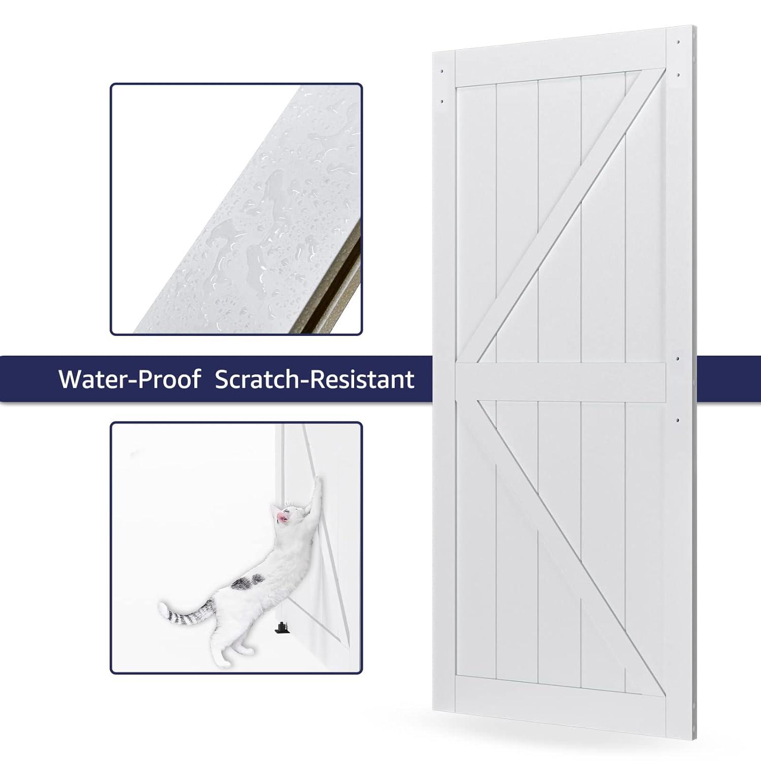 LDB_BUILDING Manufactured Paneled Wood Prefinished Barn Door with Installation Hardware Kit