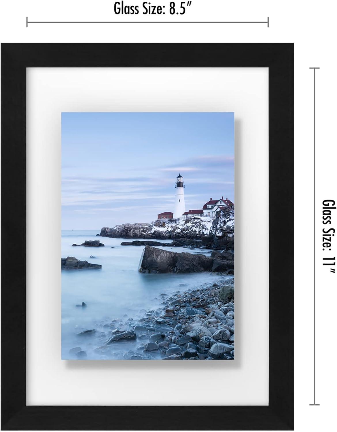 Americanflat Black Floating Picture Frame | Displays Any Size Photo up to 8.5 x 11 Inches. Lead Free Glass. Hanging Hardware Included!