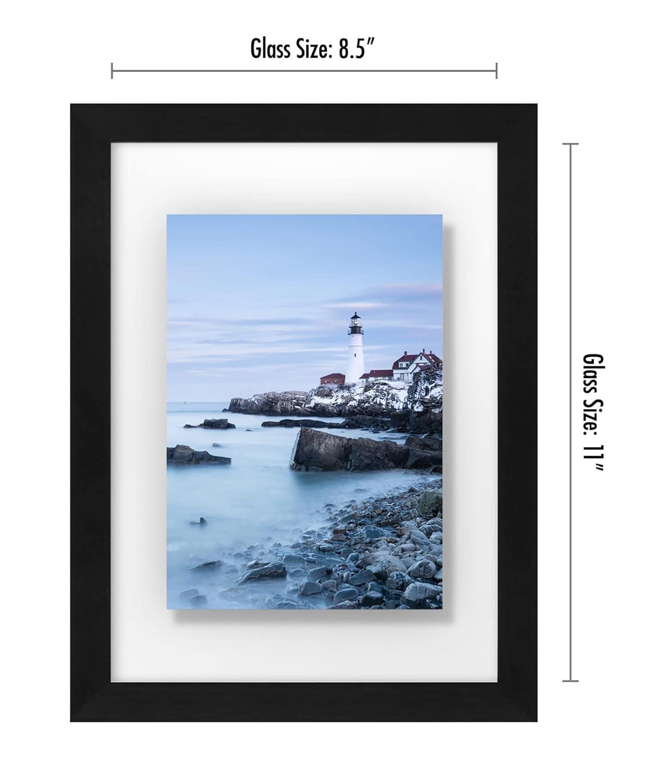 Americanflat Black Floating Picture Frame | Displays Any Size Photo up to 8.5 x 11 Inches. Lead Free Glass. Hanging Hardware Included!