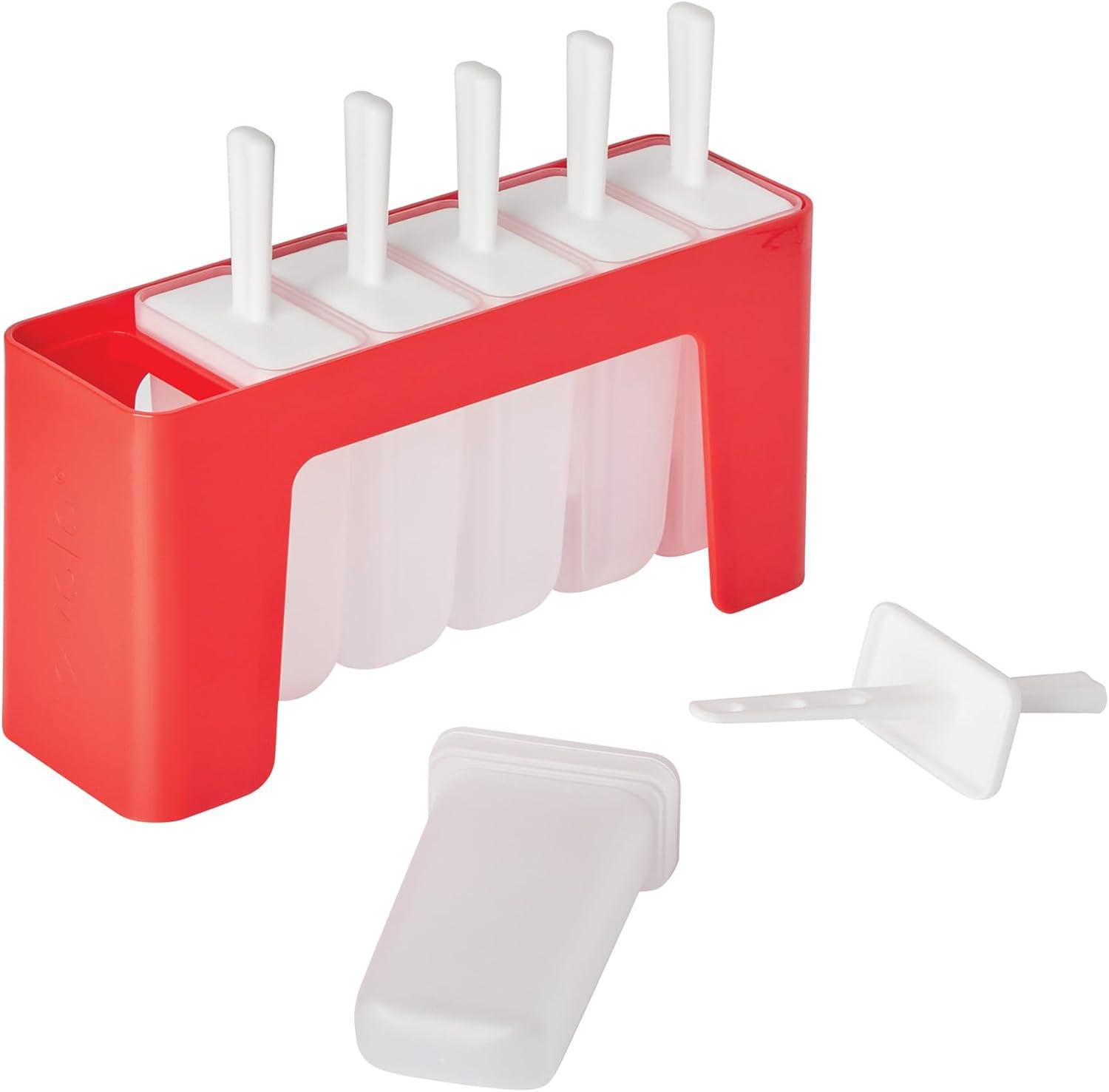 Candy Apple Red Silicone Popsicle Molds with Tray, Set of 6