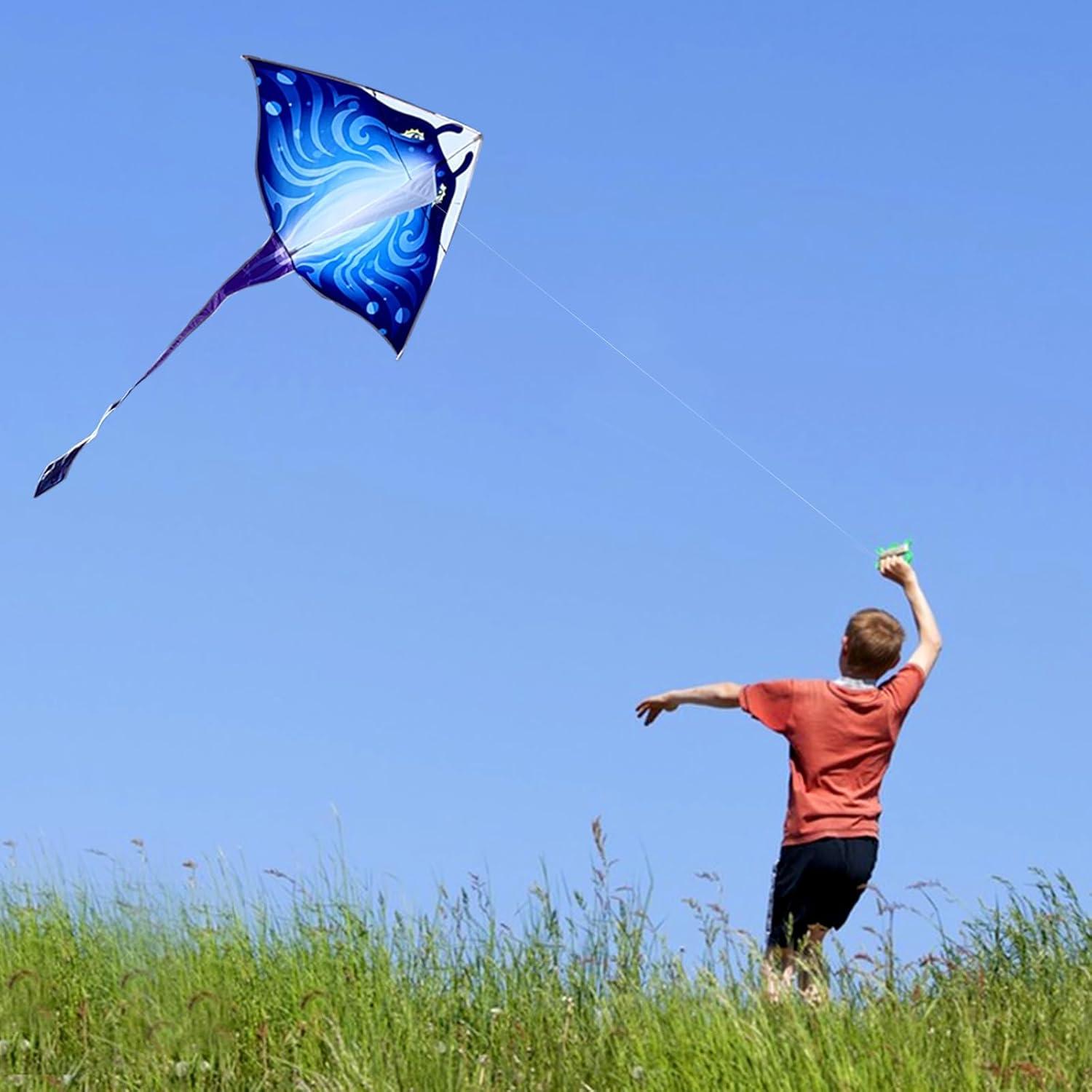 Mint's Colorful Life Devil Fish Kite for Kids Adults, Polyester Fabric & Fiberglass Frame