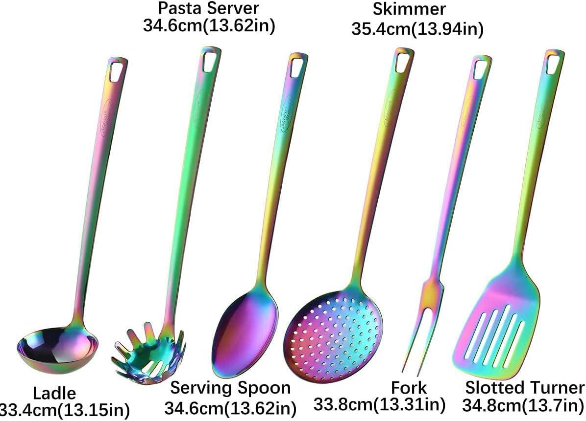 Rainbow Titanium Coated Stainless Steel 7-Piece Cooking Utensil Set