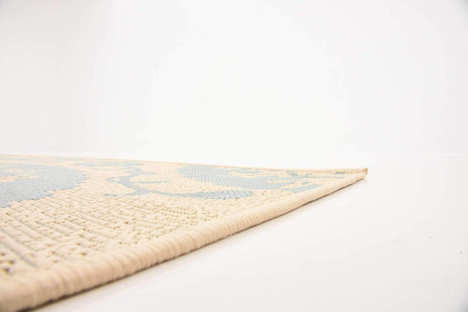 Unique Loom Outdoor Botanical Collection Area Rug - Medallion (7' 1" x 10' Rectangle Aqua/Beige)