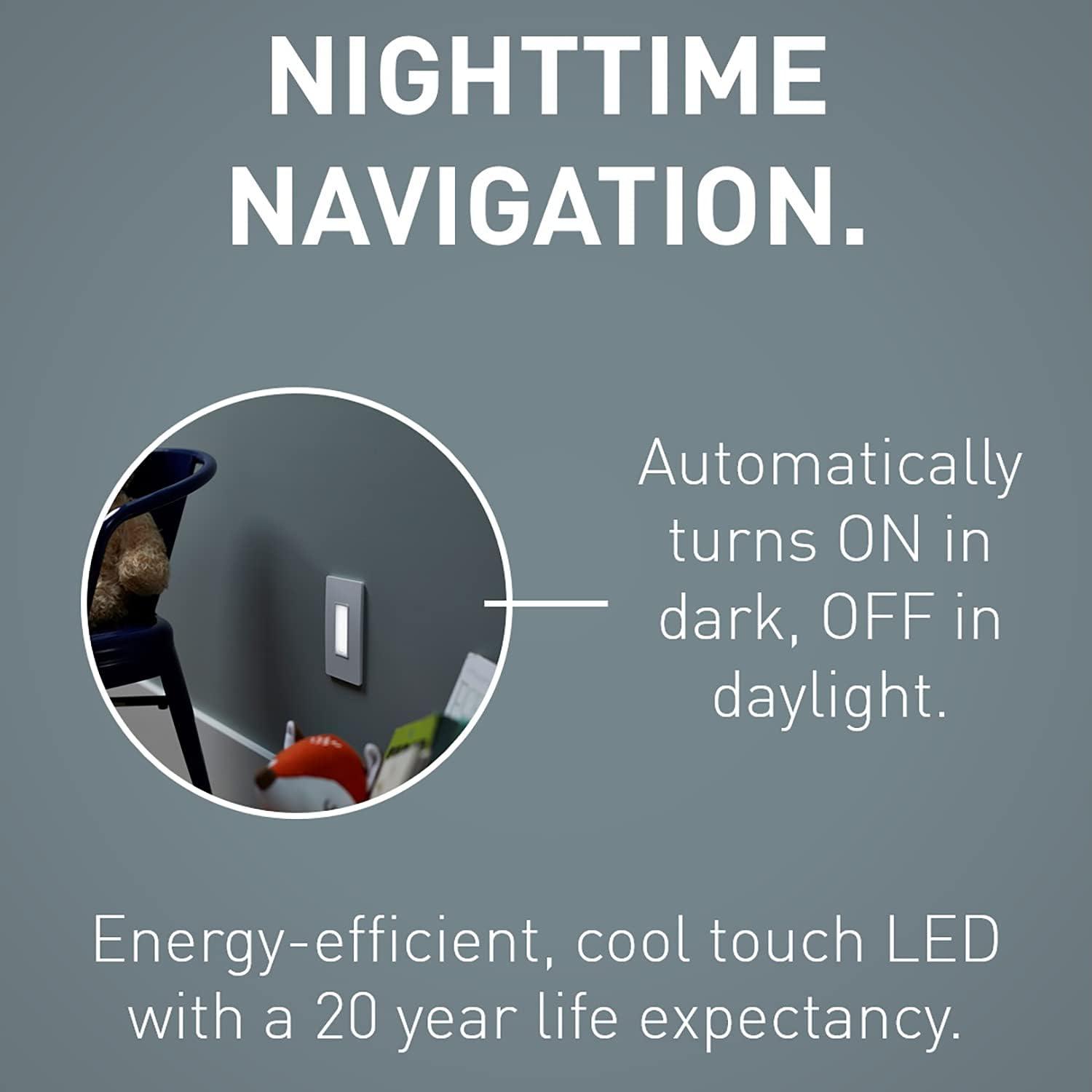Legrand Radiant NTLFULLWPW Full Adjustable LED Night Light Outlet and Screwless Wall Plate, for Hallways and Stairs, Optional Louver, White (1 Count)