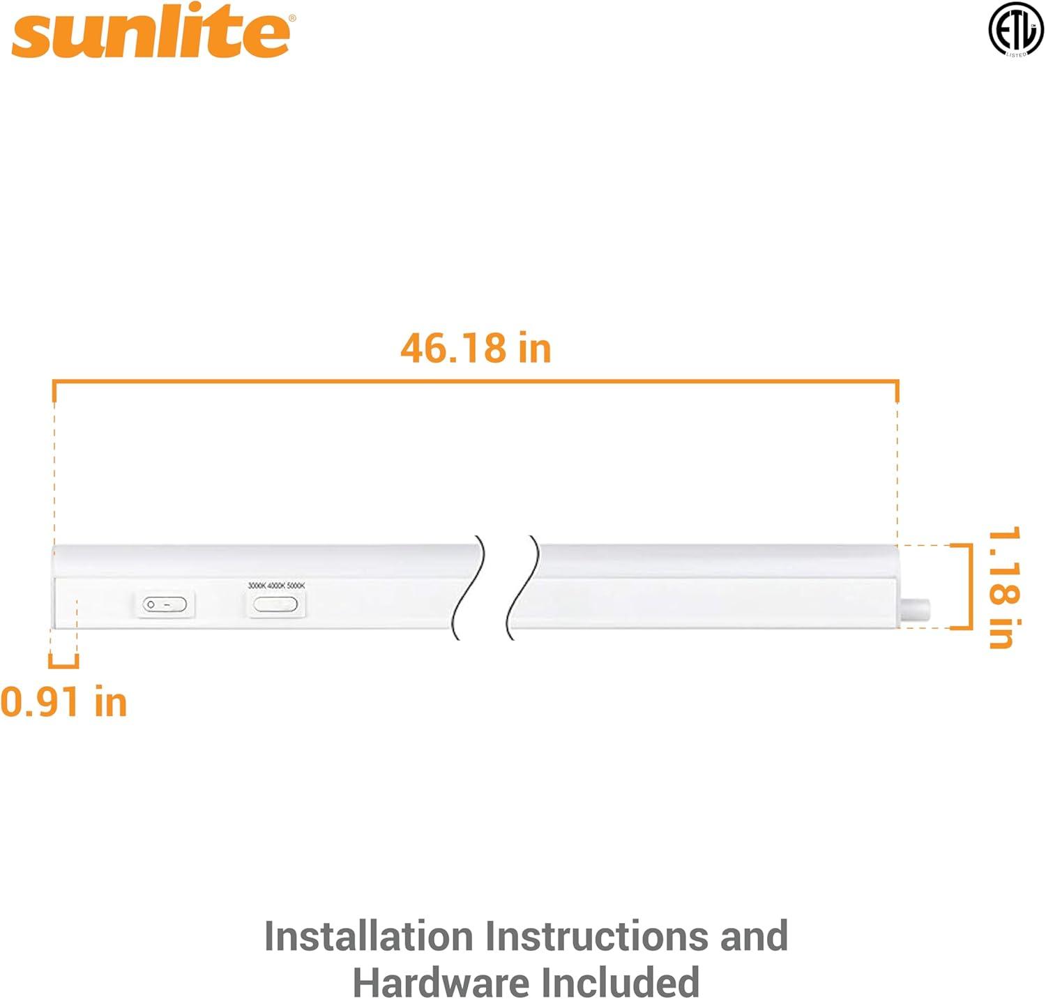 Sunlite LED Linkable Under Cabinet Light Fixture, Adjustable Color 30K/40K/50K, 16 Watts, 1600 Lumens, Kitchens, Bathrooms, Offices, Workbenches, ETL Listed, 46 inch, CCT