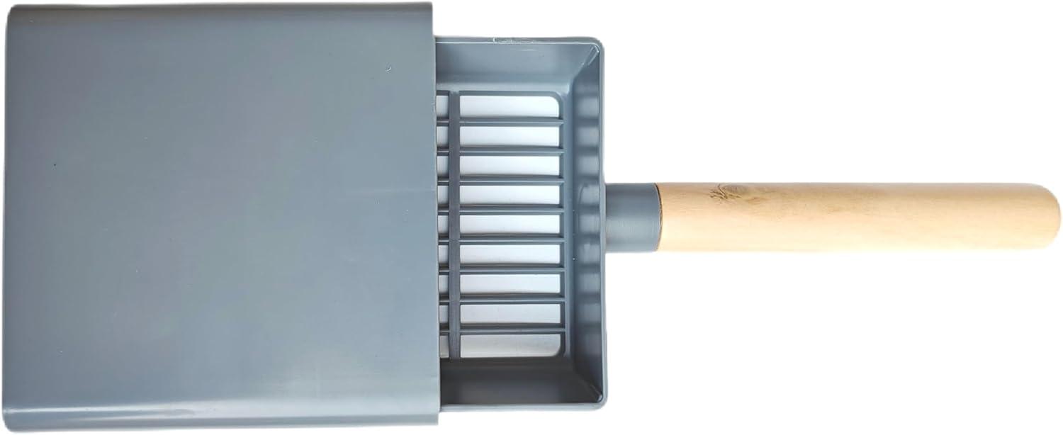 KUNWU Stainless Steel Semi-closed Cat Litter Box 24"x 16"x 12" with Enclosure Lid, Scoop and Step, Easy Clean, Never Absorbs Odor