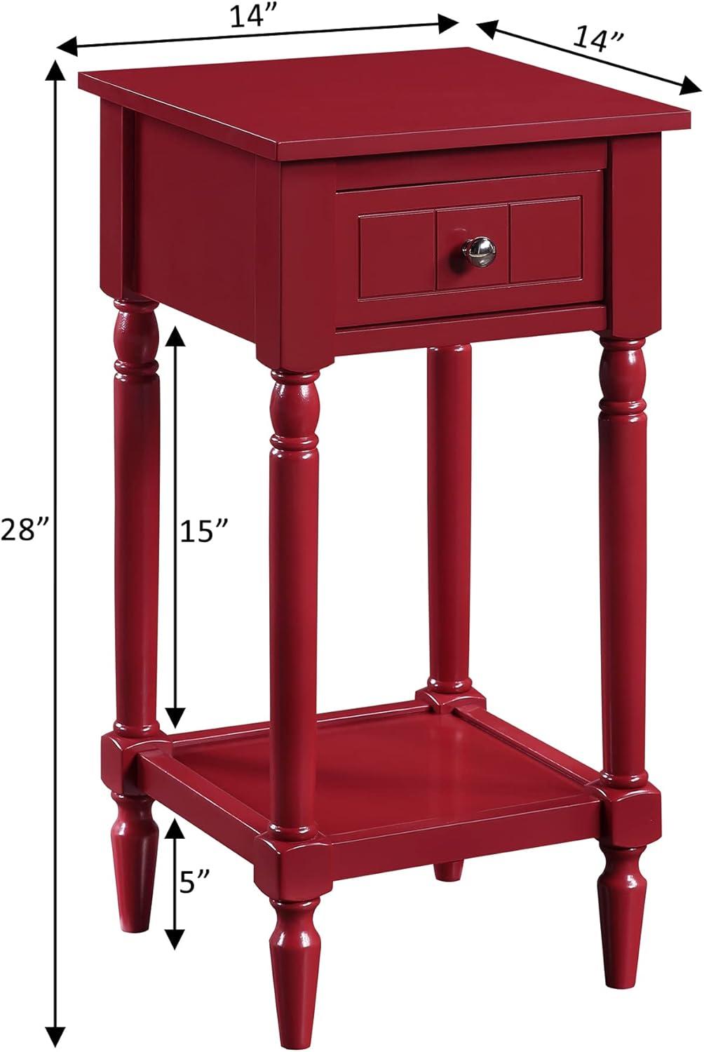 Convenience Concepts French Country Khloe 1 Drawer Accent Table with Shelf, Cranberry Red