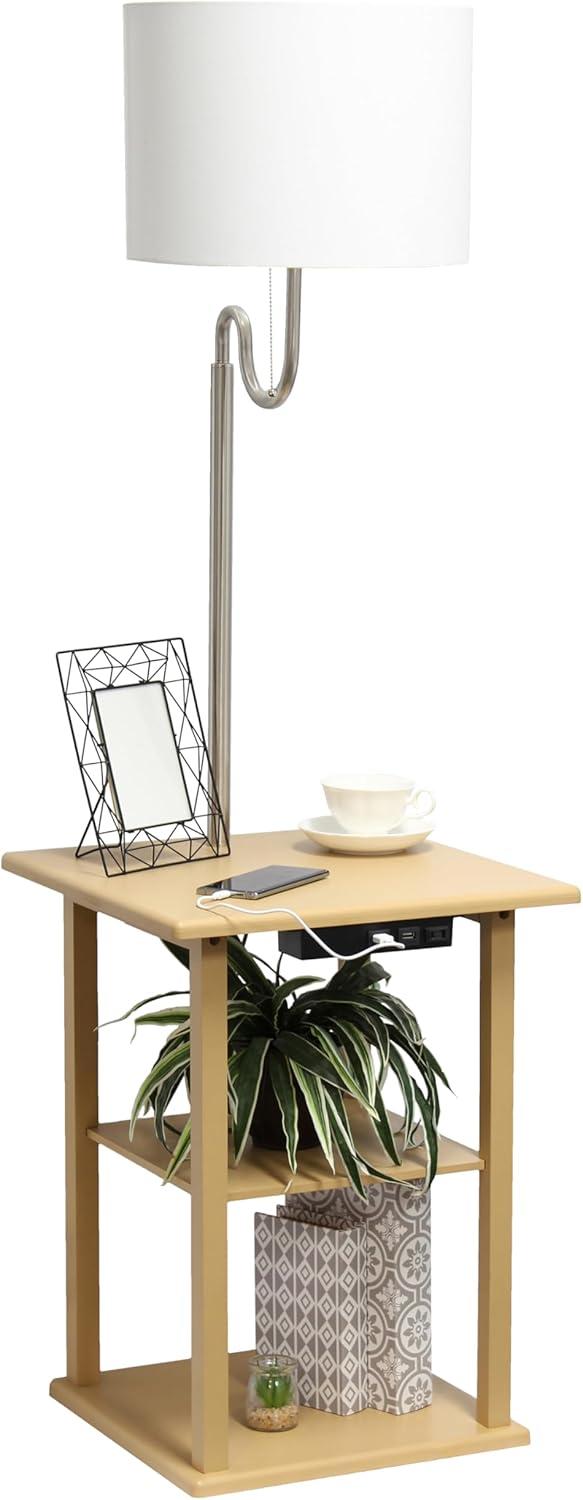 57" Modern 2-Tier End Table Floor Lamp Combination with 2 USB Charging Ports and Power Outlet - Simple Designs