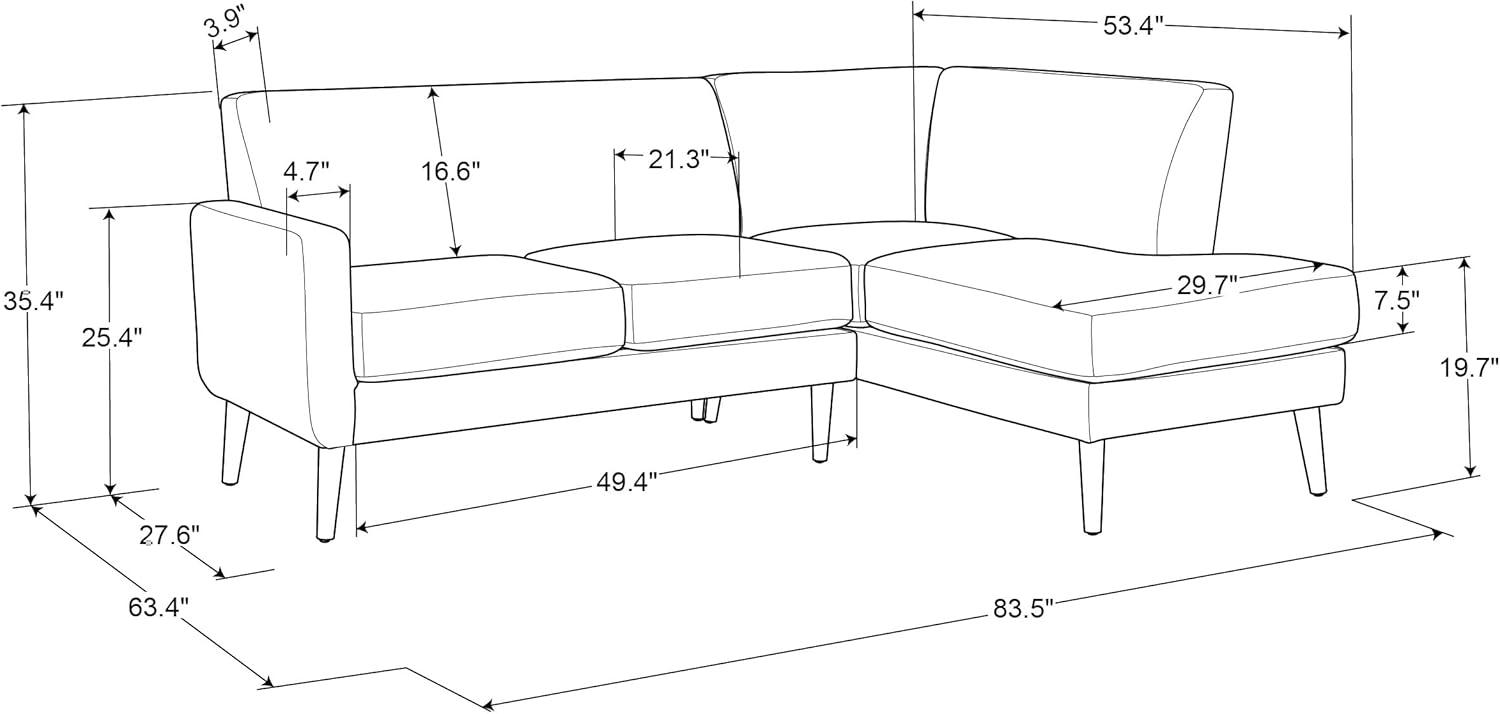 Gomez Sofa Bumper Sectional Cream