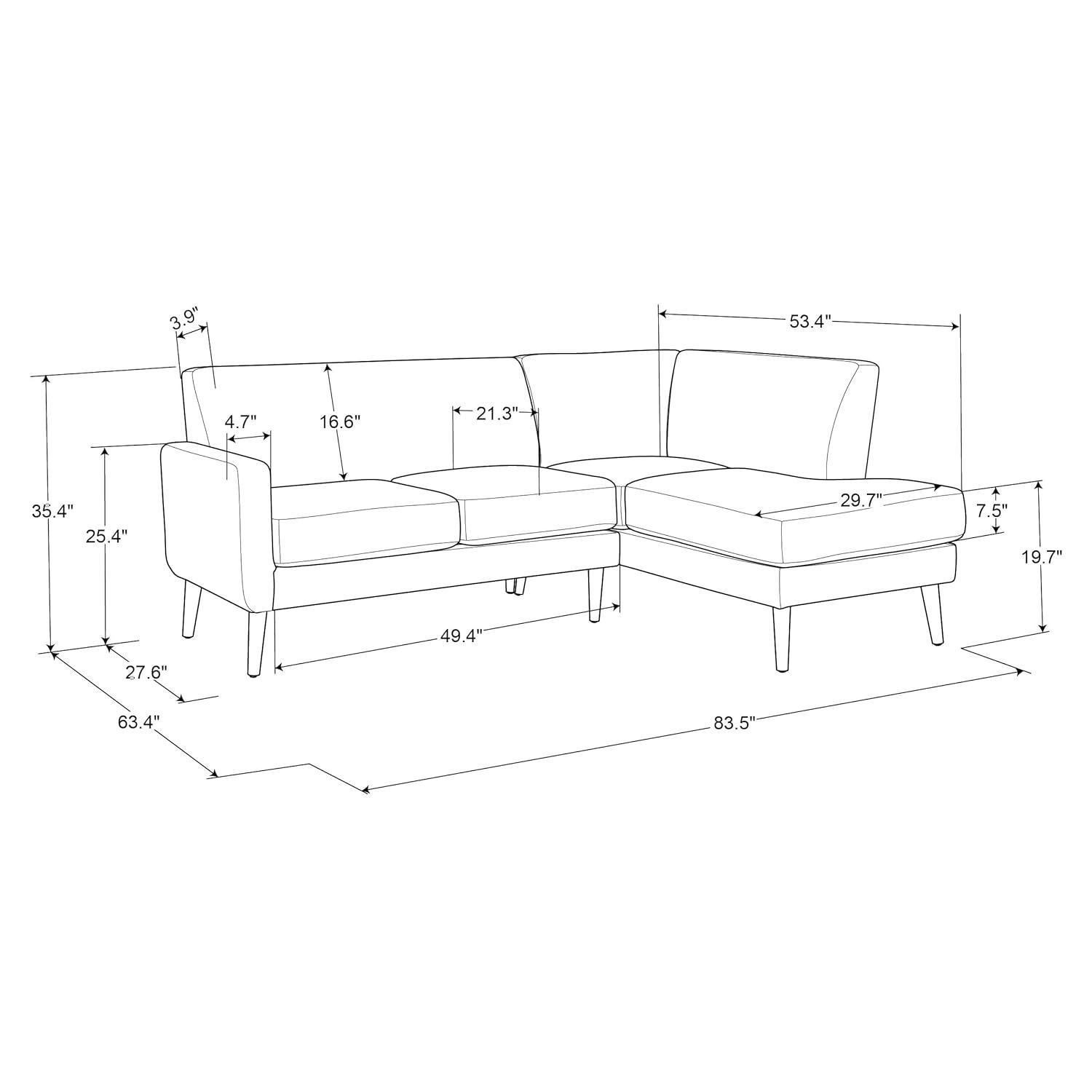 Gomez Sofa Bumper Sectional Cream