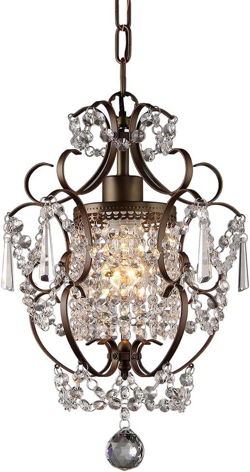 Rosalie 1-light Antique Bronze 11-inch Crystal Chandelier