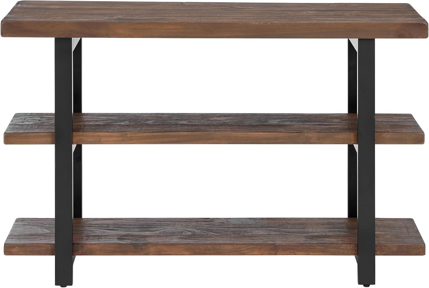 Pomona 2 Shelf Console Table Brown - Alaterre Furniture: Rustic Sofa Table, Metal Frame, Wood Top, Entryway Furniture