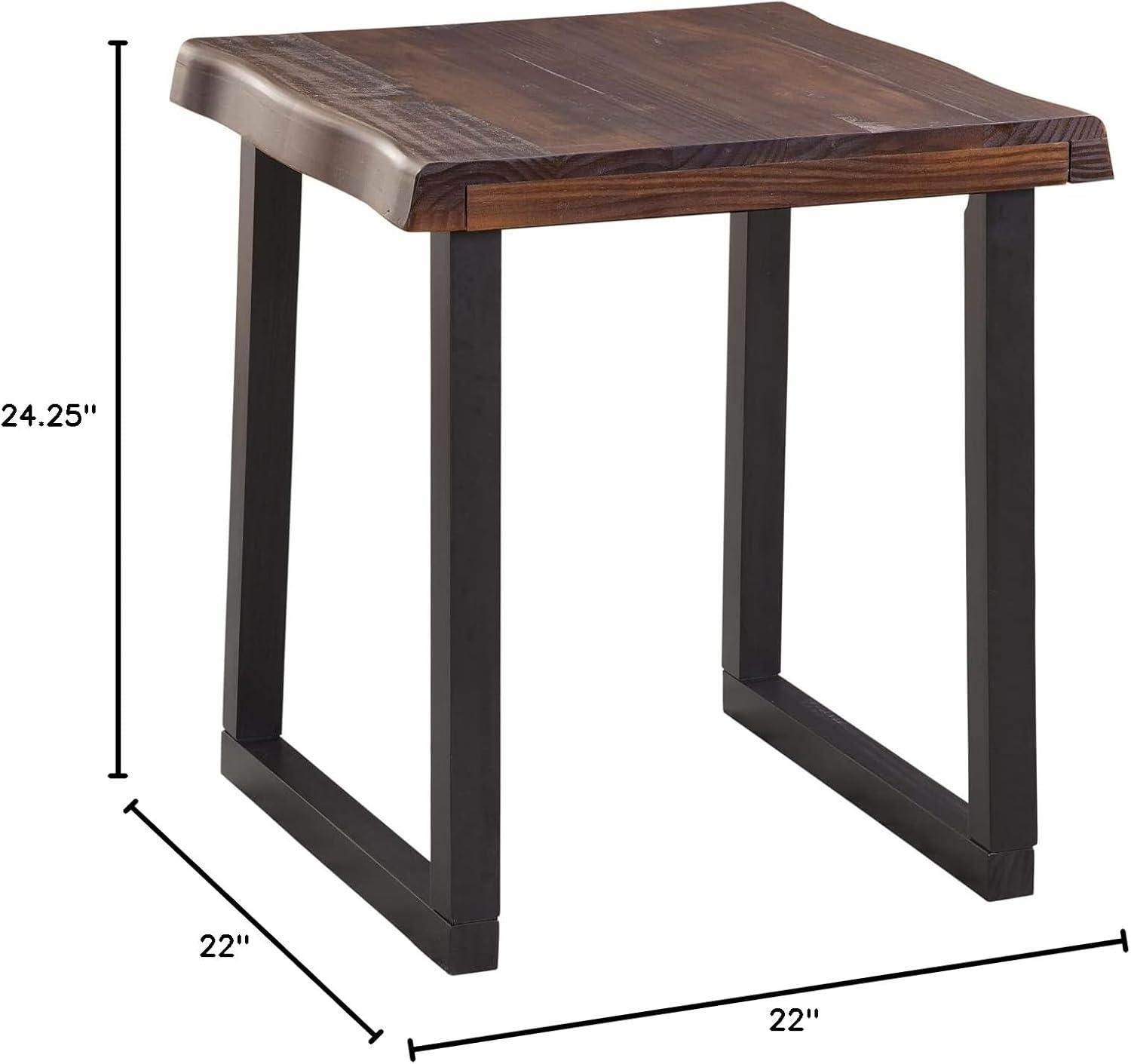 Jennings Live Edge End Table Cherry/Black - Steve Silver Co.: Solid Pine, Rustic Modern, Square Shape