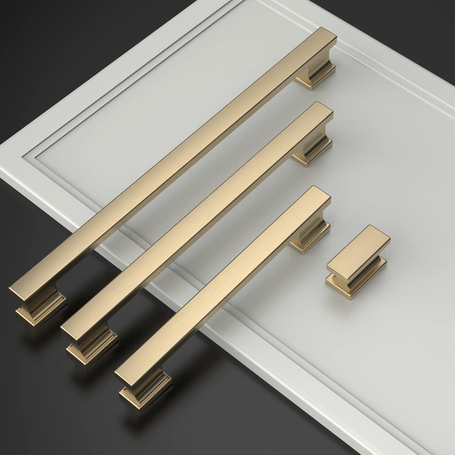 Brushed Brass 8" Transitional Cabinet Bar Pulls with Mounting Hardware