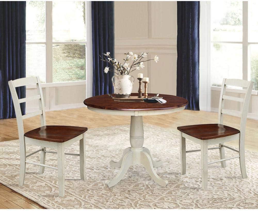 36'' Round Espresso and Almond Wood Pedestal Dining Table