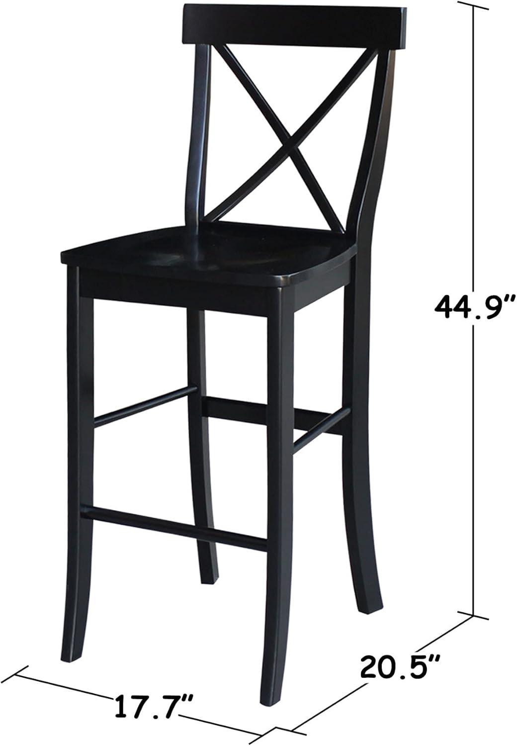 30" Torino X Back Wood Barstool - Black - Linon: Solid Rubberwood, Unupholstered, Armless