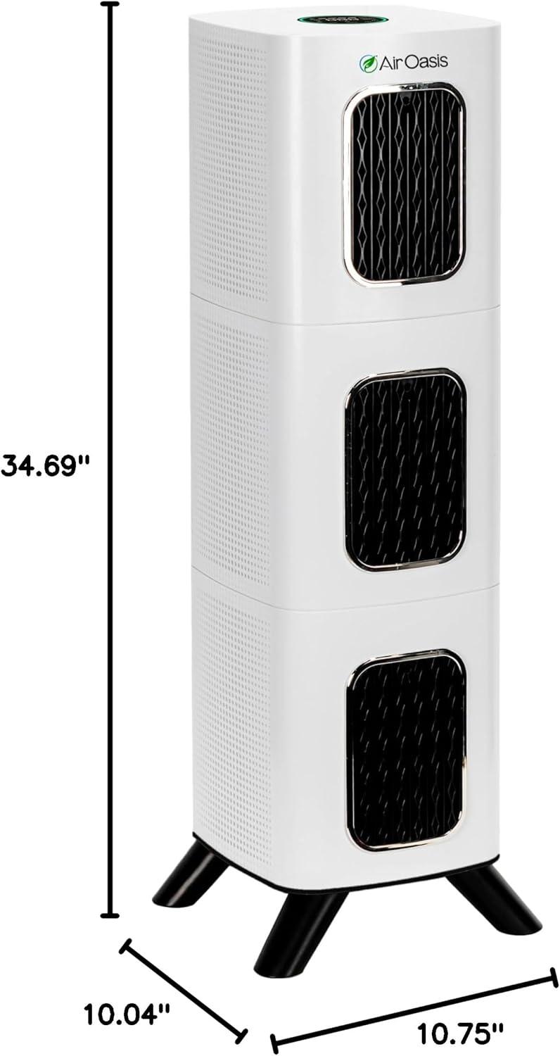 Air Oasis iAdaptAir 2.0 Large 5-Stage True HEPA Filtration for Viruses, Mold, Dust, Smoke, Pollen & Odors with 2 year Filter Life, Ozone Free Bi-Polar Technology, WiFi Compatible, and up to, 3,975 Sq Ft of Clean Air.