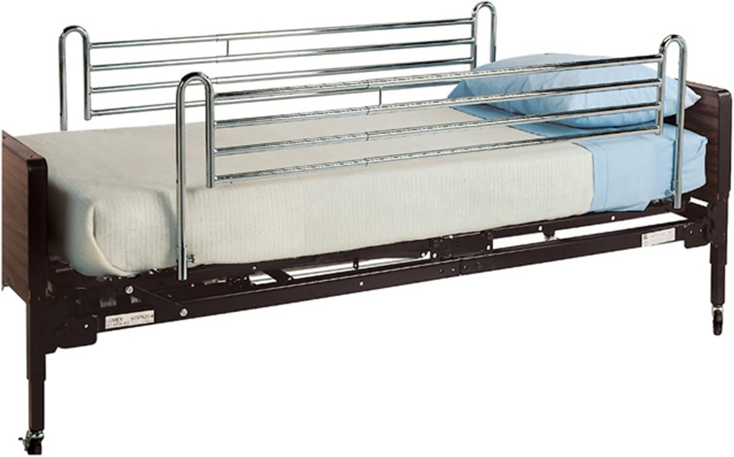 Graham-Field Universal Telescoping Spring Loaded Hospital Mattress Bed Safety Rail Guard Bar Set for Full Length Medical Beds, Silver
