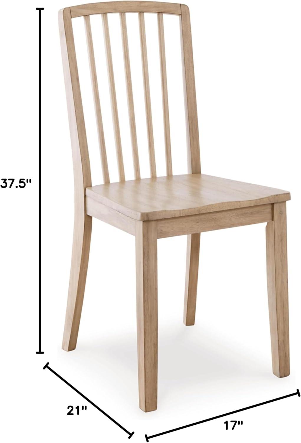 Signature Design by Ashley Gleanville Casual Solid Wood Dining Side Chair with Contoured Seat, Set of 2, Light Brown