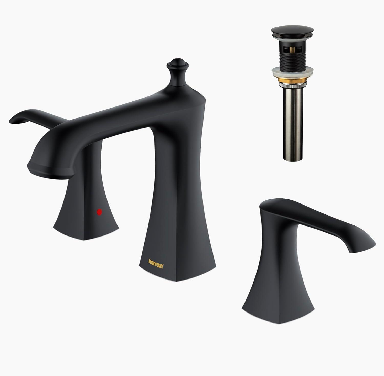 Karran Woodburn 8 In. Widespread 2-Handle Bathroom Faucet With Matching Pop-up Drain