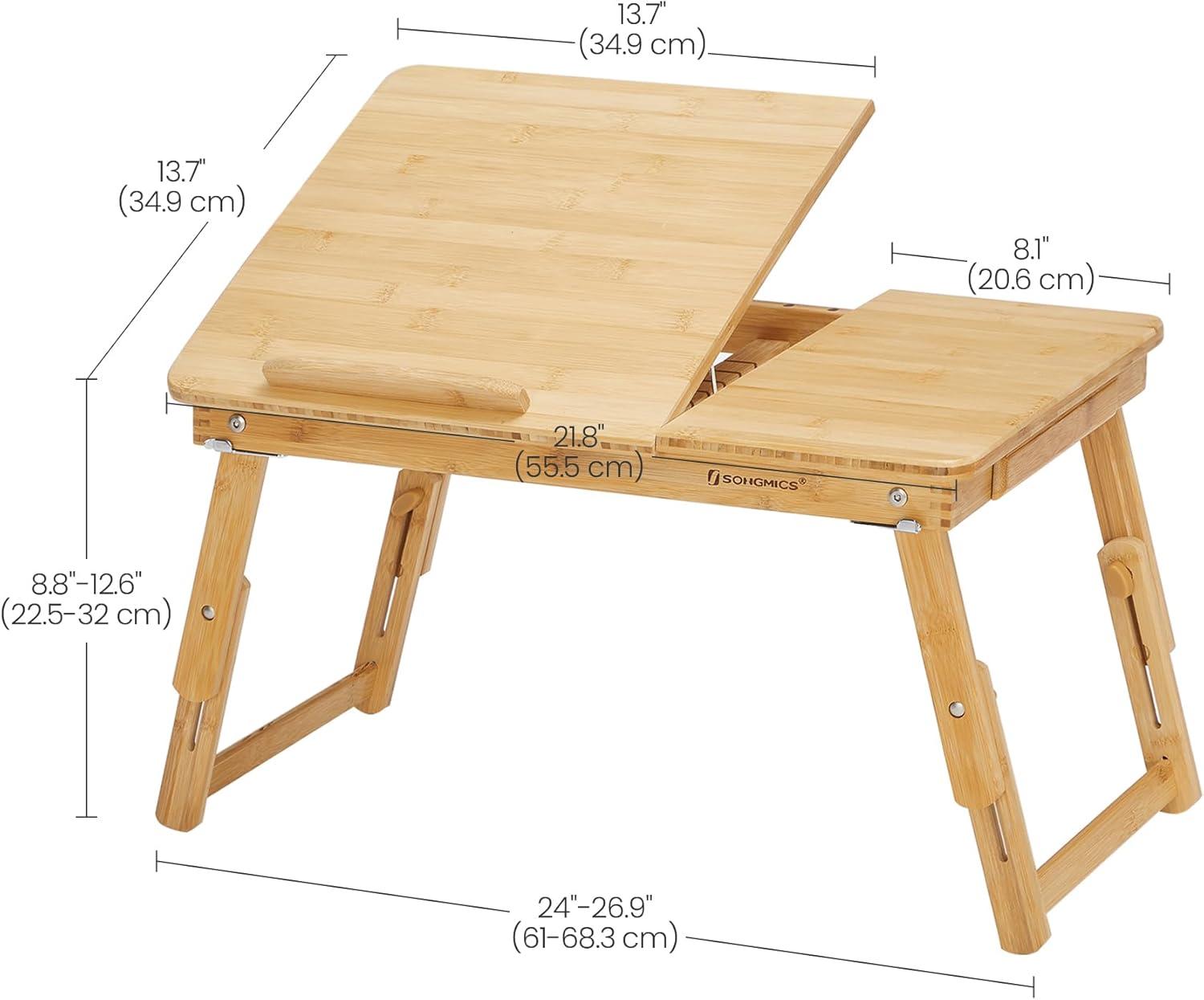 Bamboo Foldable Lap Desks for Laptop, Portable Bed Tray Table, Working,Snack Tray Breakfast Tray Bed Table Drawing Table