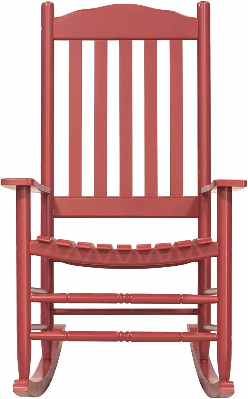 Red Acacia Wood High Back Outdoor Rocking Chair