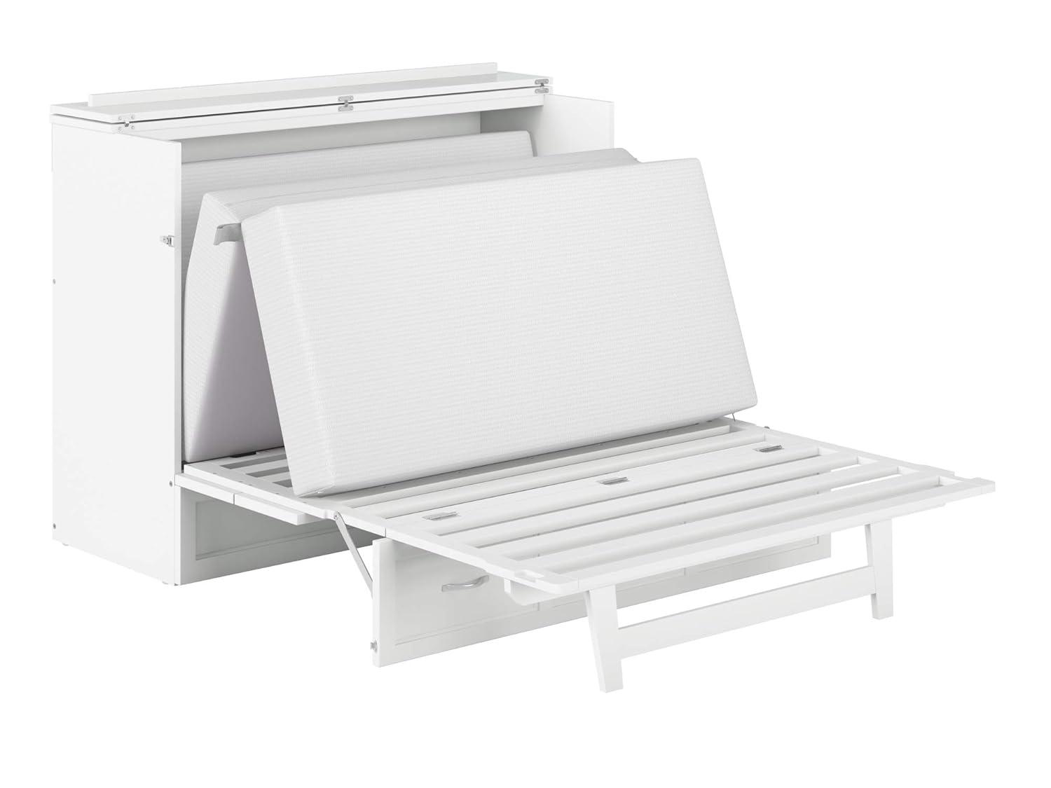 Full Deerfield Murphy Bed Chest USB Turbo Charger White - AFI