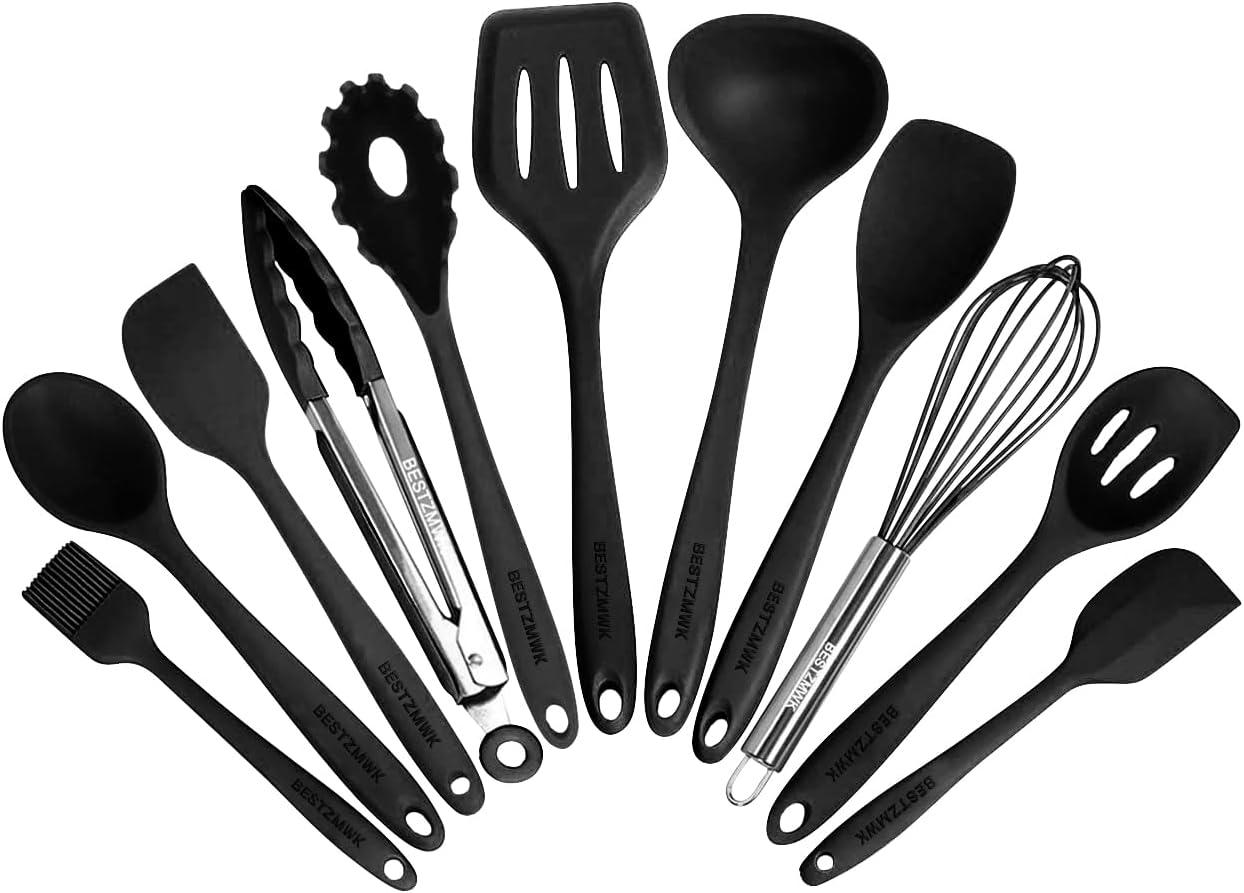 Kitchen Utensil Set - 11 Cooking Utensils - Colorful Silicone Kitchen Utensils - Nonstick Cookware with Spatula Set - Colored Best Kitchen Tools Kitchen Gadgets(Multi)