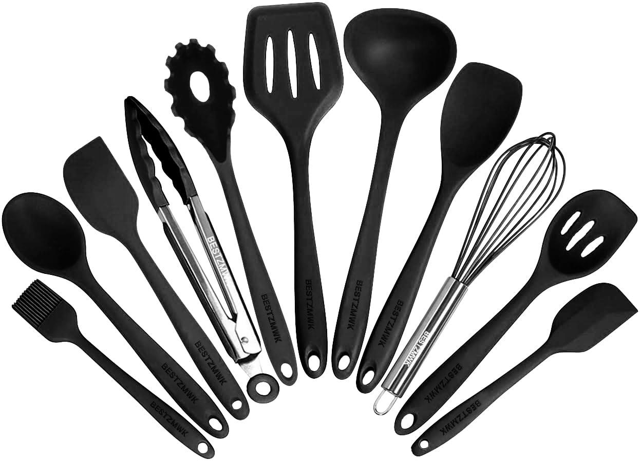 Kitchen Utensil Set - 11 Cooking Utensils - Colorful Silicone Kitchen Utensils - Nonstick Cookware with Spatula Set - Colored Best Kitchen Tools Kitchen Gadgets(Multi)
