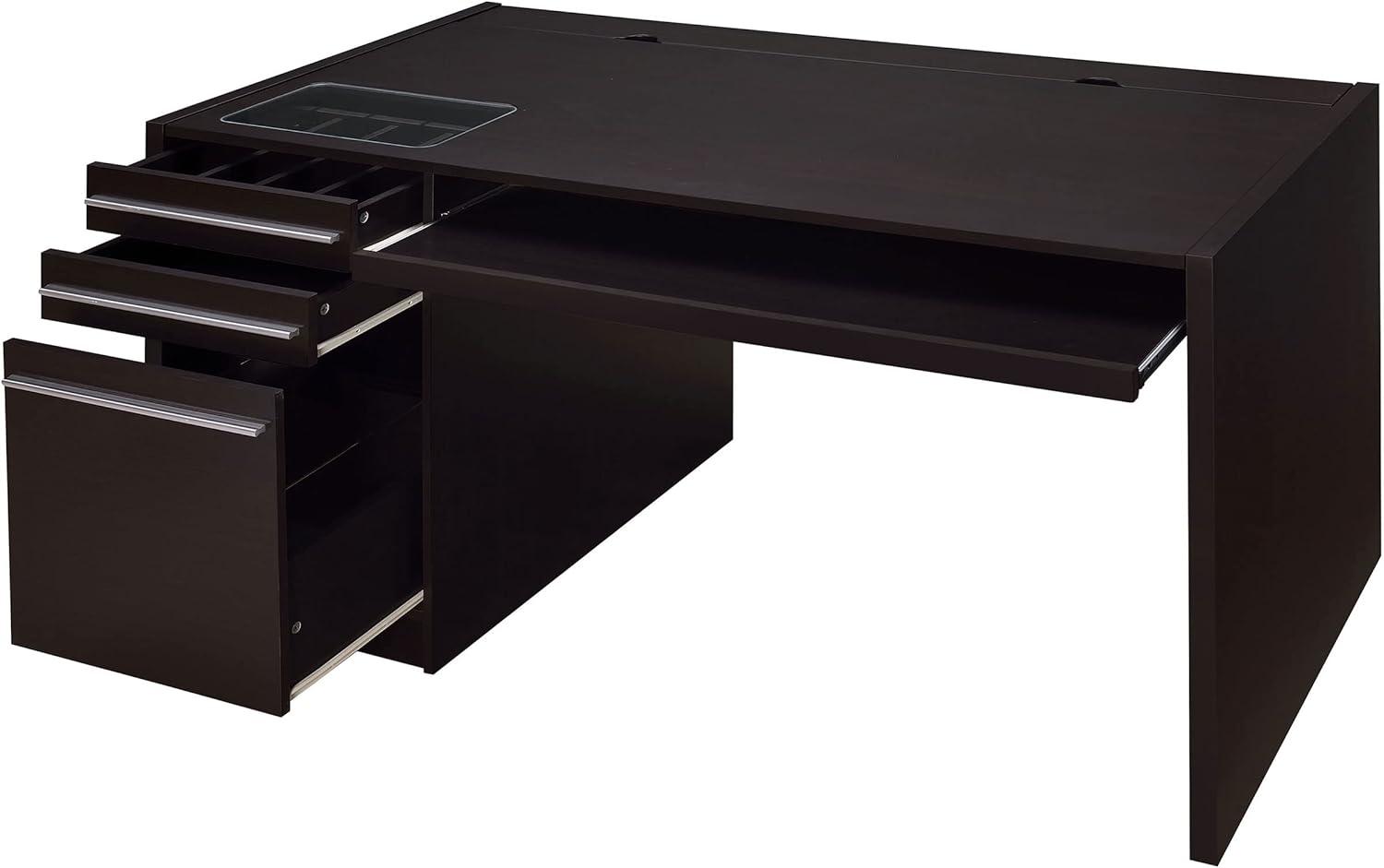 Halston 3 Drawer Office Desk Cappuccino - Coaster