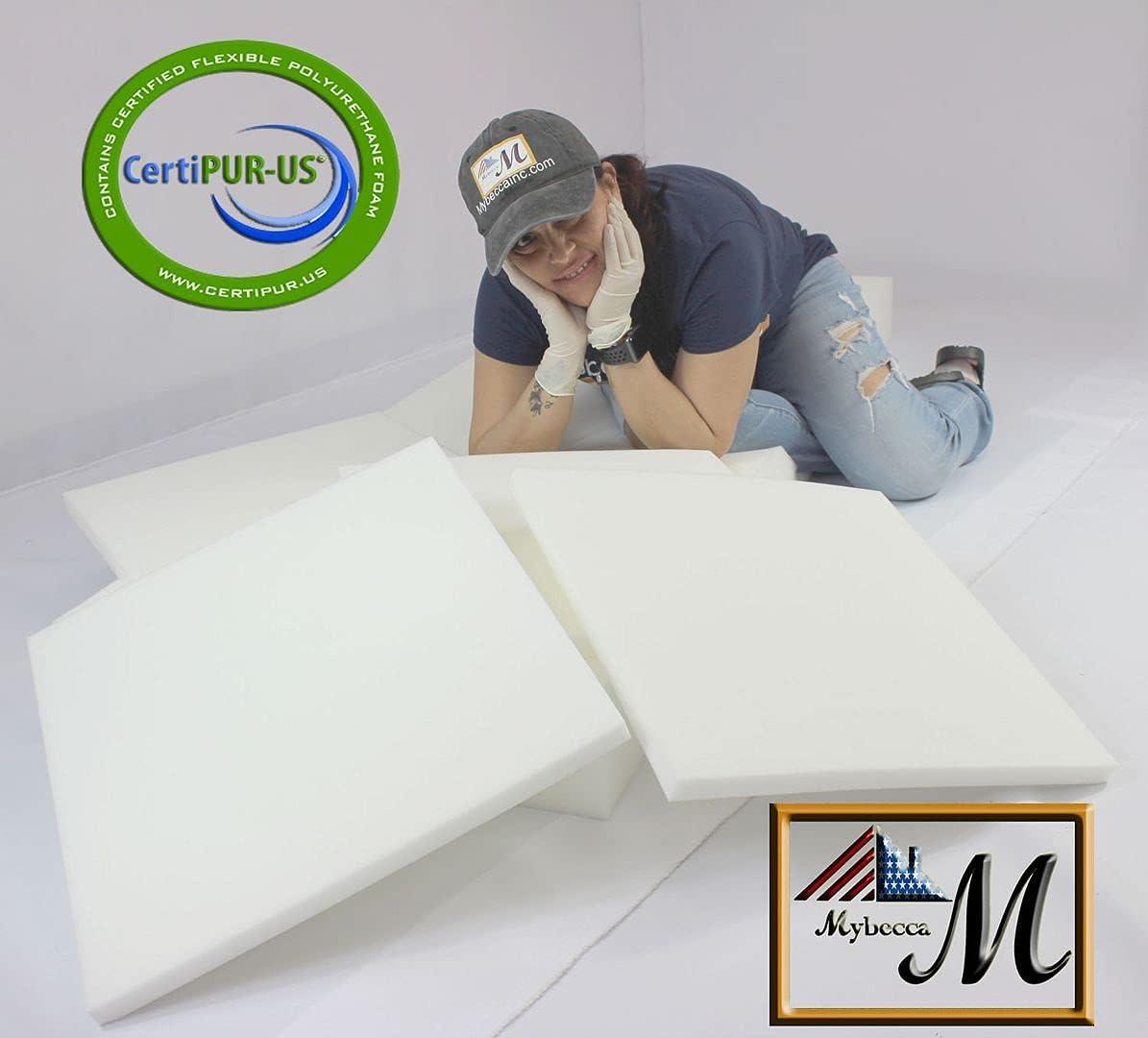 Mybecca 4-Pack White Polyurethane Cushion Inserts; 18x18x1 Foam Tiles for Upholstery Projects