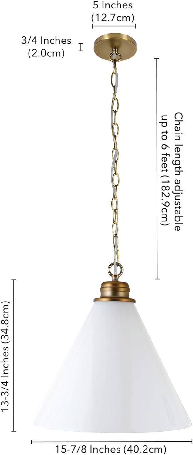 Henn&Hart 15" Brass Finish Metal/Glass Pendant